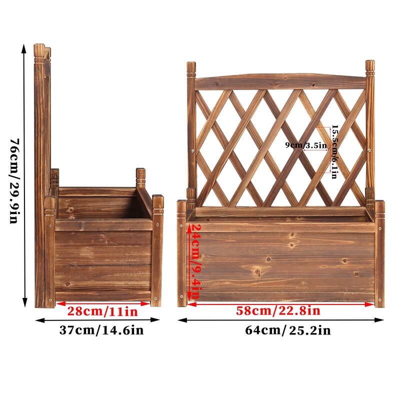 Wooden Raised Plant Bed Garden Elevated Planter Box with Trellis