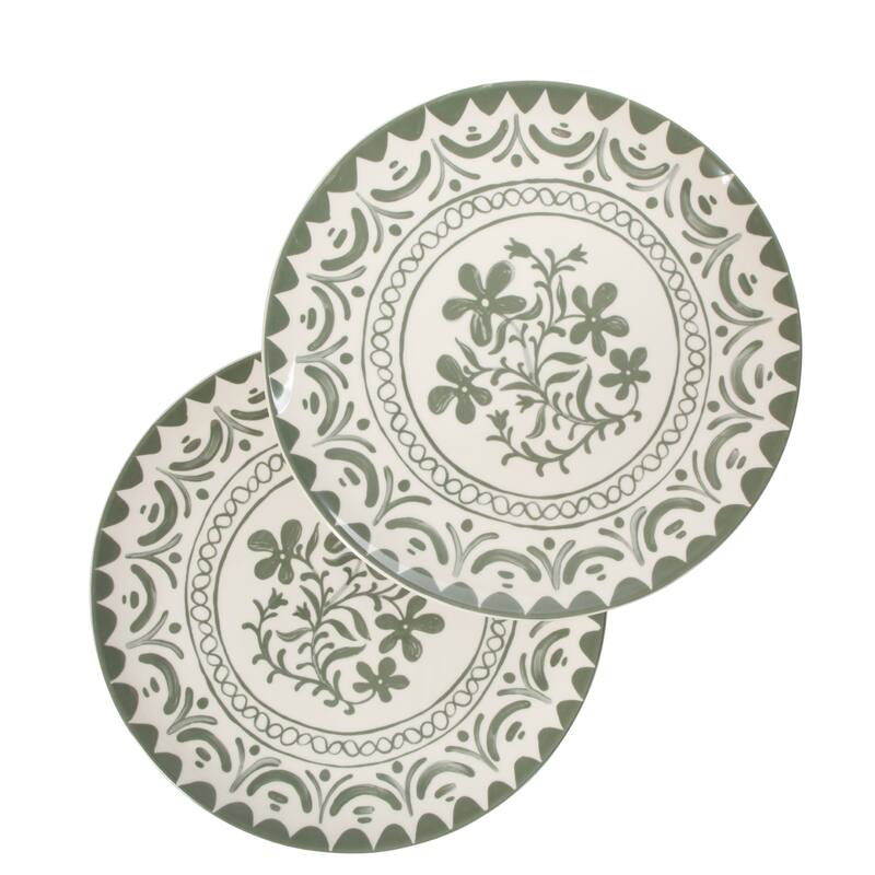 Bloomhouse - 2-Time Oprah's Favorite Things Valencia Flor 2 Piece 13" Serving Platter Set - Fern Green