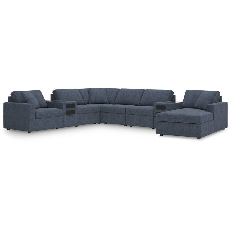 Signature Design by Ashley Modmax 8-Piece Sectional with Chaise and Audio Consoles - 157" W x 124" D x 36" H - Blue - Left Facing
