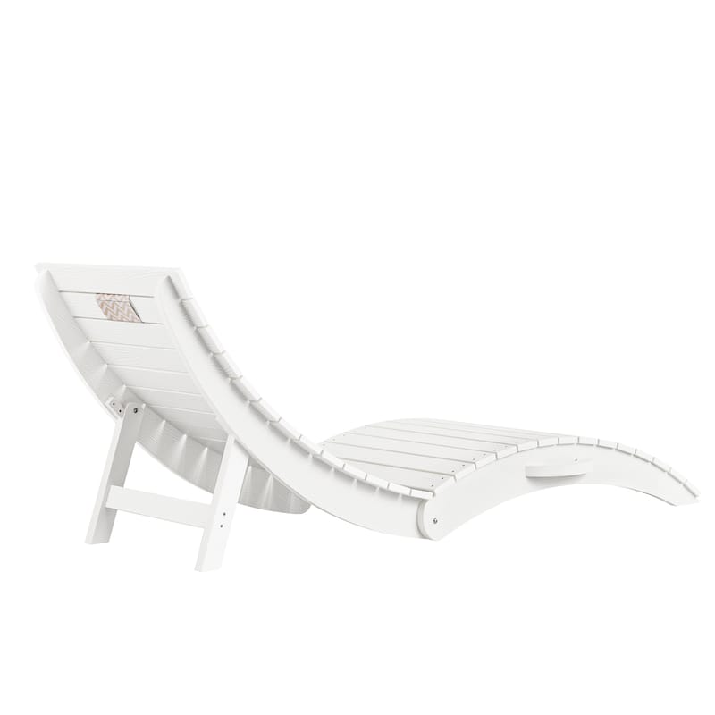 2-Piece Folding HDPS Plastic Outdoor Pool Chaise Lounges with Headrest Cushion