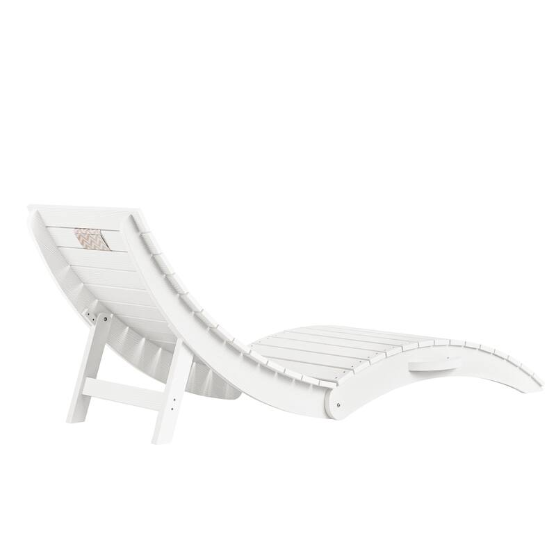 4-Piece Folding HDPS Plastic Outdoor Pool Chaise Lounges with Headrest Cushion