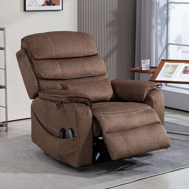 Dual Motor Oversized 180° Lay Flat Chenille Power Lift Recliner Chair with Retractable Tray, Wireless Charge