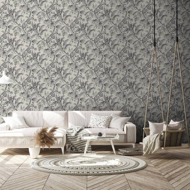 Galerie Wallcoverings Large Palm Leaves And Stems Vinyl on Non-woven Wallpaper Roll