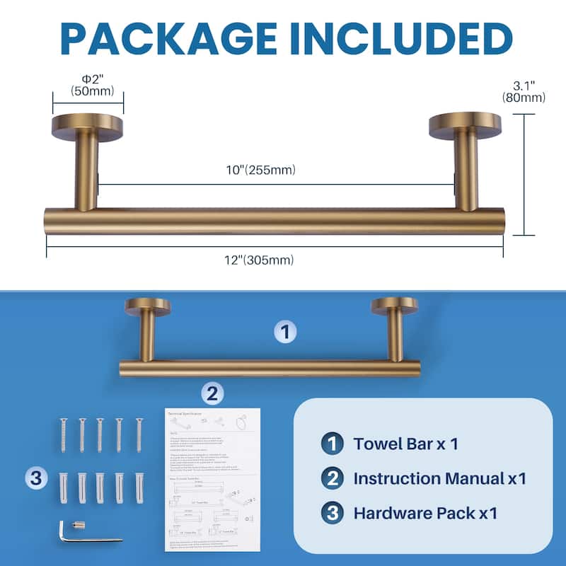 WOWOW Mutiple Length Wall Mounted Stainless Steel Towel Bar