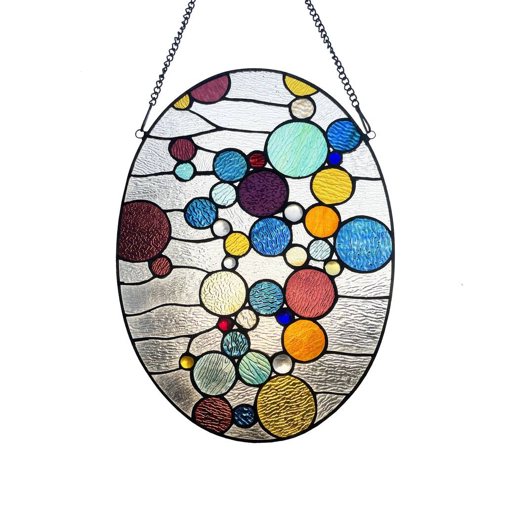 Bubbles 20"H x 14.5"W Oval Window Panel/ Suncatcher