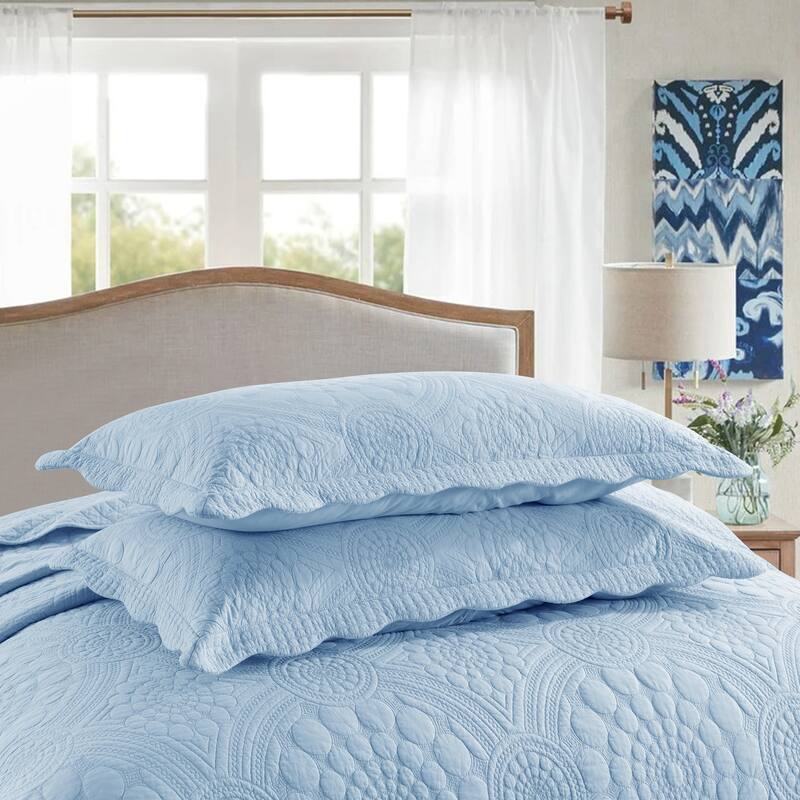 MarCielo 3Pcs 100% Cotton Oversized Quilt Bedspread Coverlet Set TF
