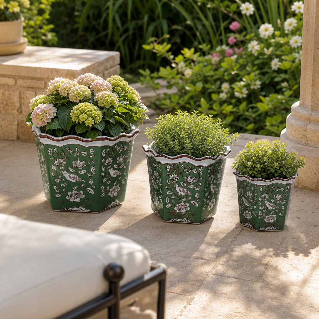 Ceramic Planters Intricate Detailing Durable Handmade (Set of 3 Ceramic Planters Intricate Detailing Durable Handmade (Set of 3