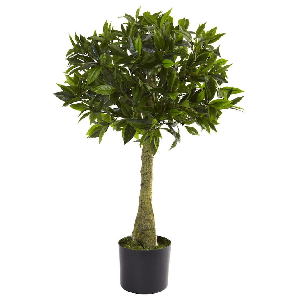 Bay Leaf Topiary Tree 3ft, Indoor Outdoor Accent Plant, UV Resistant, Home Office Decor, Decorative Plant Gift - 3ft.