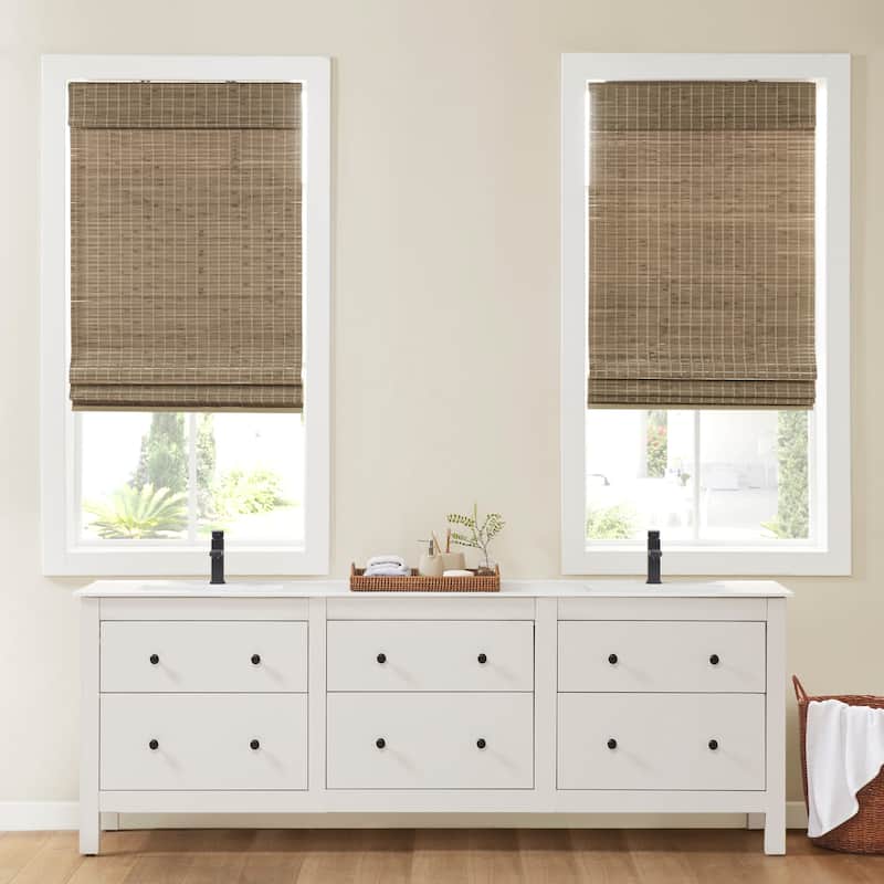 Madison Park Lyndon Bamboo Light Filtering Roman Shade - 31x64" - Natural Ash