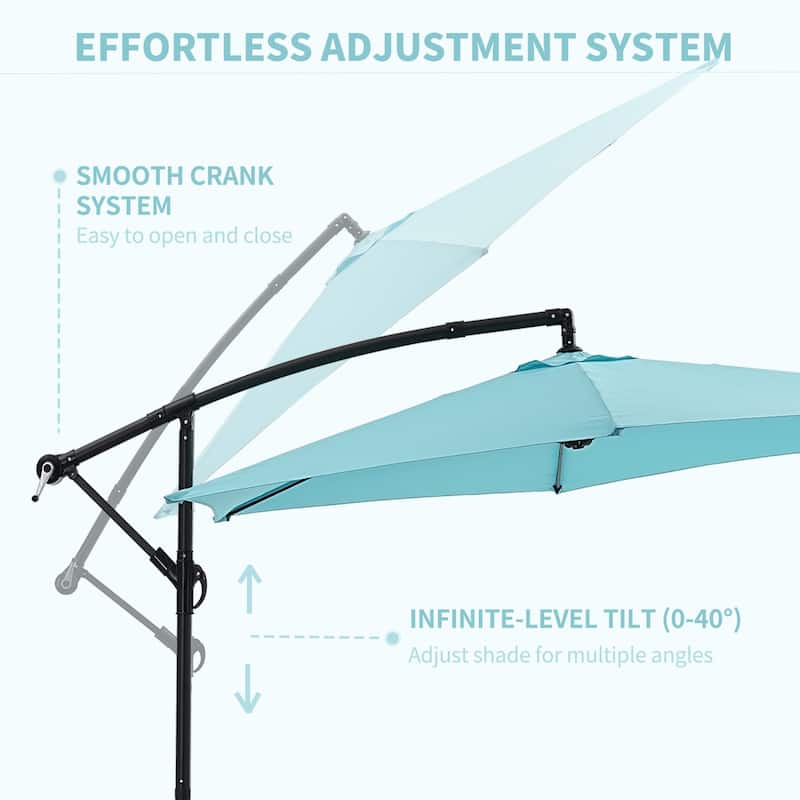 Ainfox 10ft Offset Hanging Market Patio Umbrella With Base