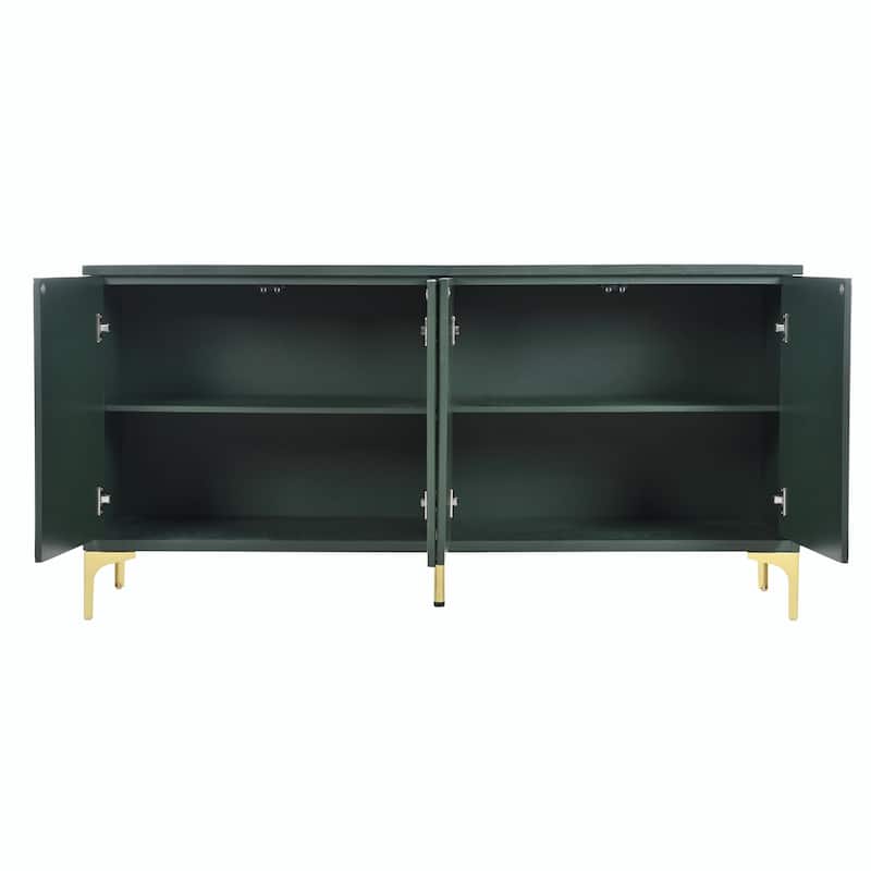 Modern Aesthetic Wood Sideboard Buffet Cabinet with Storage, 4 Carved Door Panels