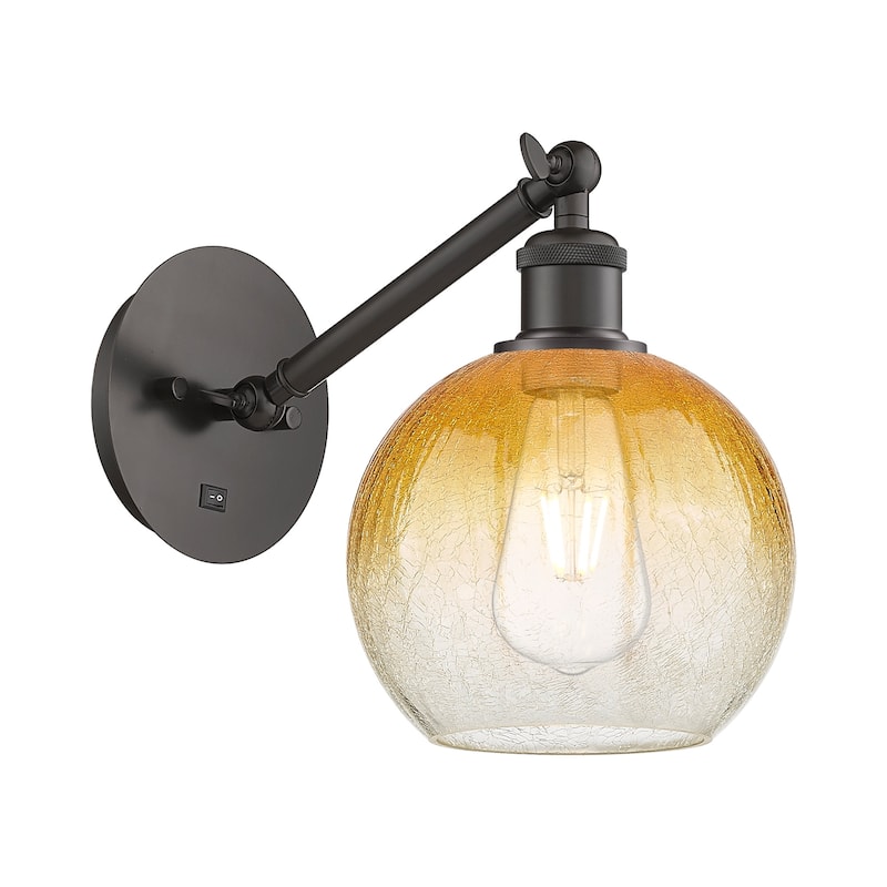 Innovations Lighting 317-1W-11-8 Brookhaven Globe Sconce Brookhaven - Oil Rubbed Bronze / Amber