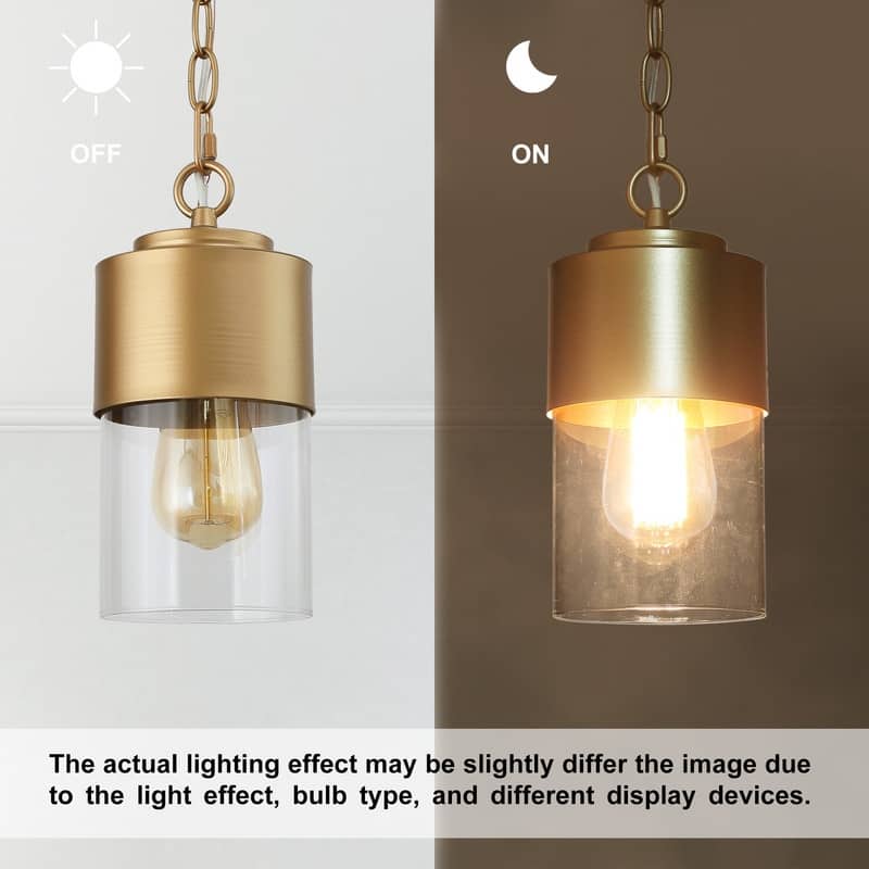 Velus Modern Glam Gold 1-light Glam Mini Pendant Lights Glass Kitchen Ceiling Lights for Dining Room - D5'' x H71''
