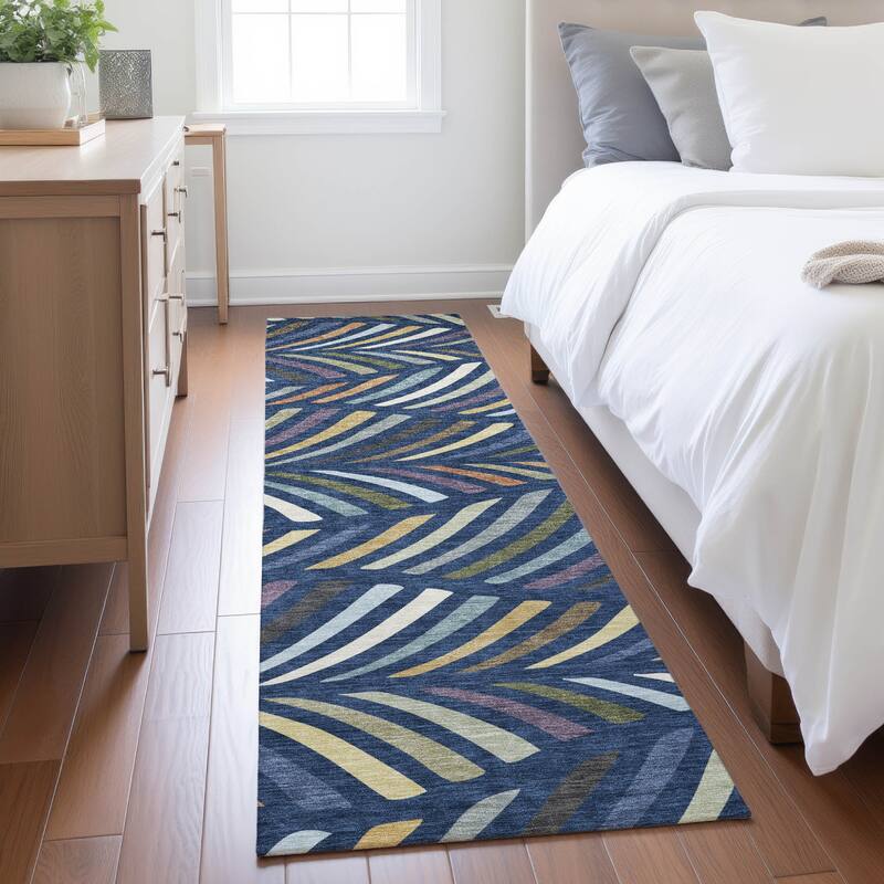 Machine Washable Indoor/ Outdoor Modern Feather Chantille Rug