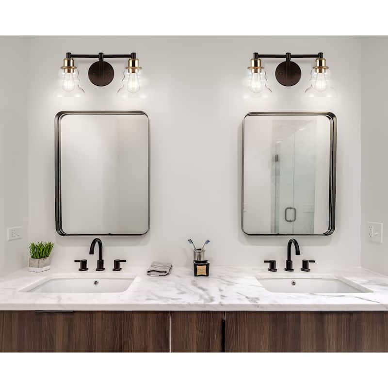 Modernist Vintage Metal/Glass Industrial Rustic LED Vanity, by JONATHAN Y