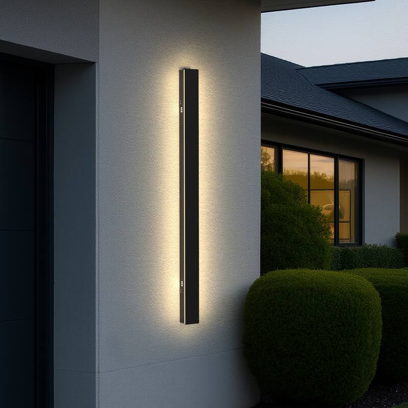 YANSUN Set of 2 Outdoor Wall Lights, 30W LED, 39.4" Black Modern Strip