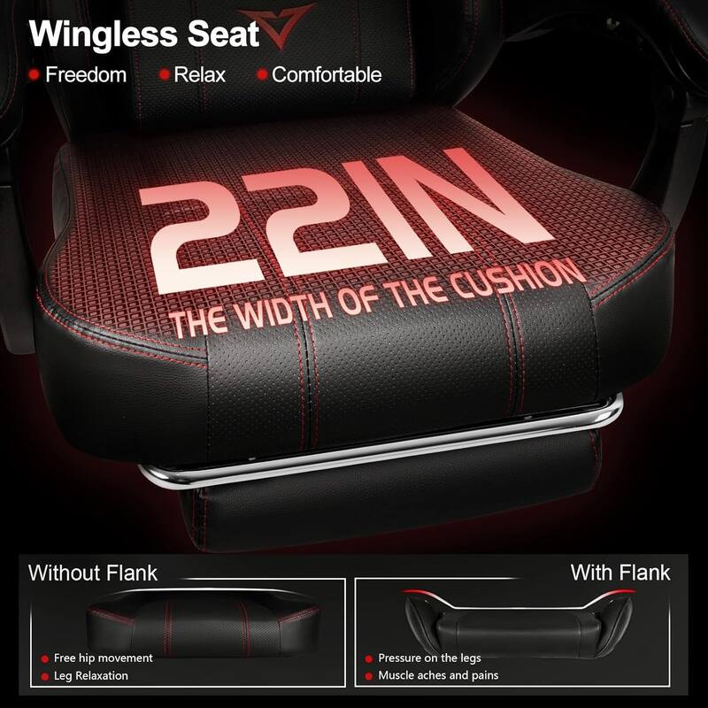 BOSSIN Big and Tall Gaming Chair 400lb with Footrest, Ergonomic Video Game Chair for Adults with Headrest and Lumbar Pillow