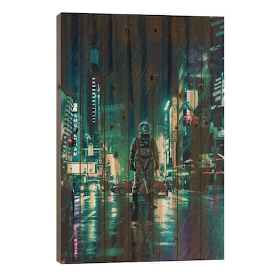 Another Rainy Night Print On Wood by Seamless - Multi-Color