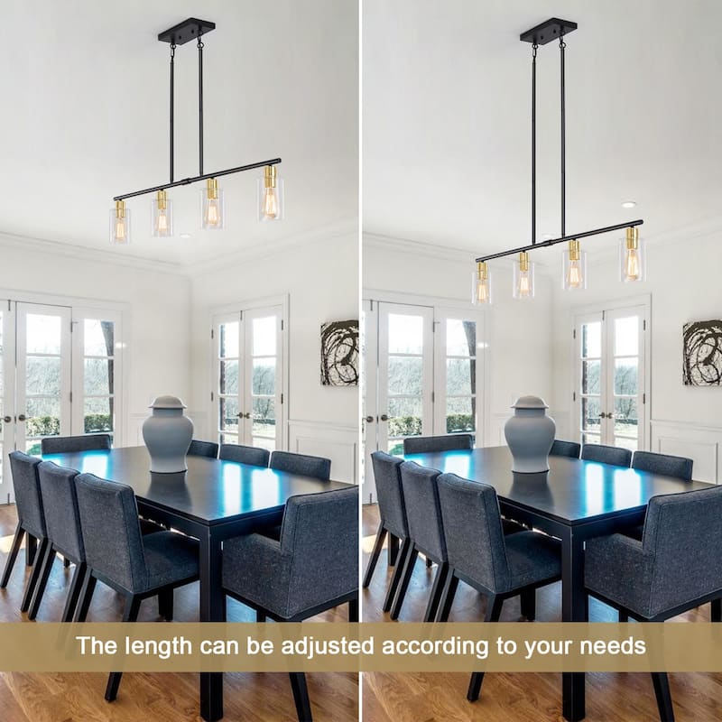 4-Light 43.7"W Kitchen Pendant Lighting witn Clear Glass Shades