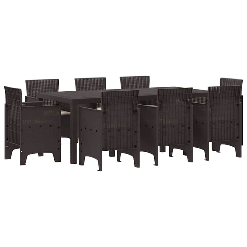 vidaXL Garden Dining Set 7/9 pcs Anthracite/Brown Polt rattan - 200 x 100 x 73 cm