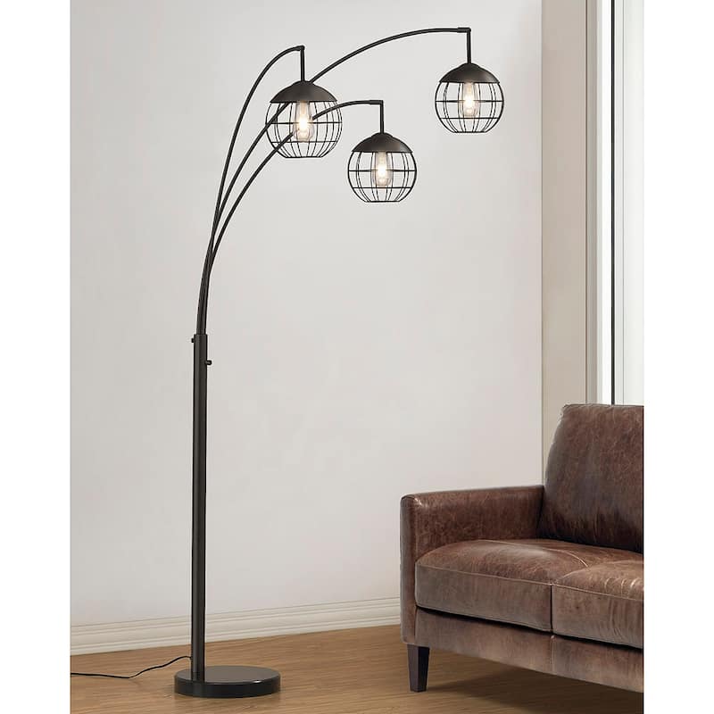 Metro 3-light Wire Shade LED Dimmable Arch Floor Lamp