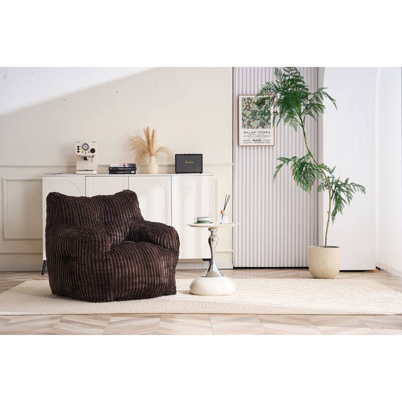 Soft Fluffy Corduroy Fabric Bean Bag Chair Filled With Memory Sponge