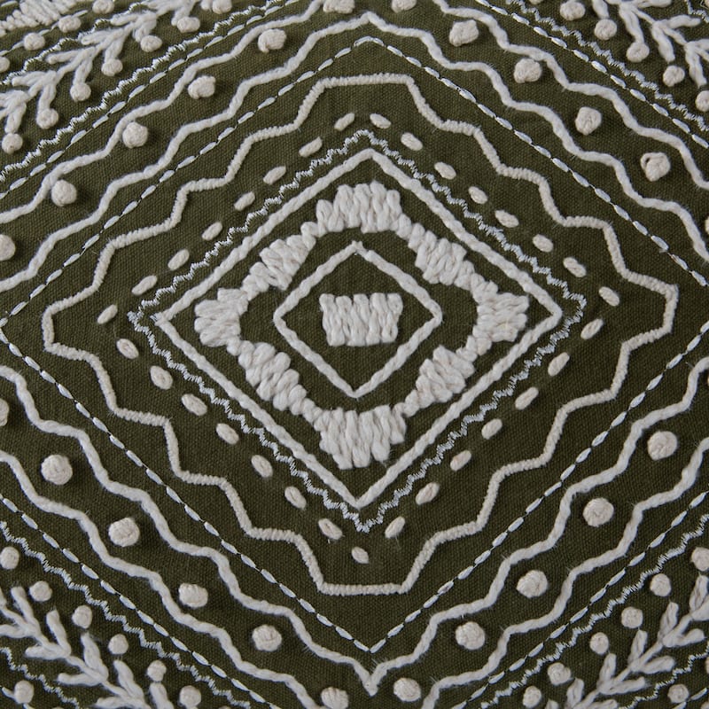 Rizzy Home Geometric Embroidered Throw Pillow