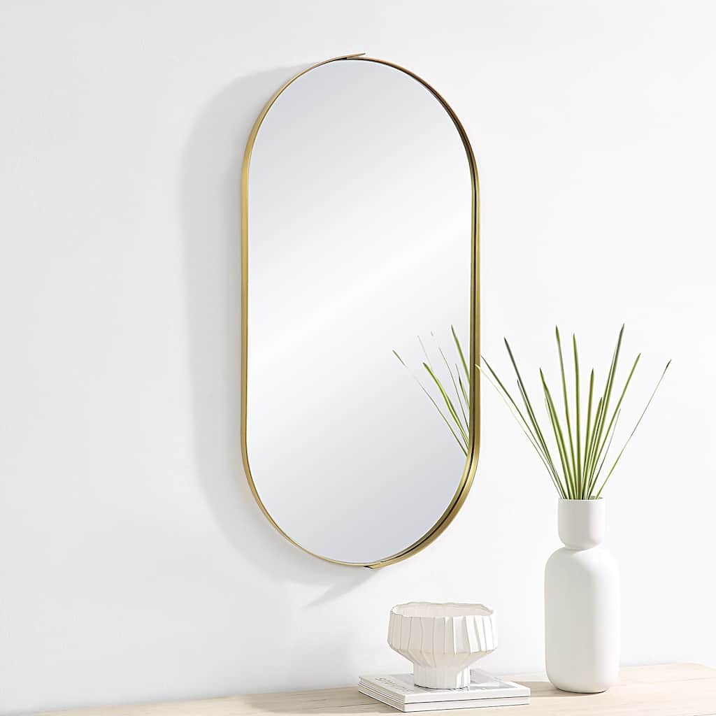 Renwil Aleah Iron Wall Mirror, Satin Brass - Satin Brass