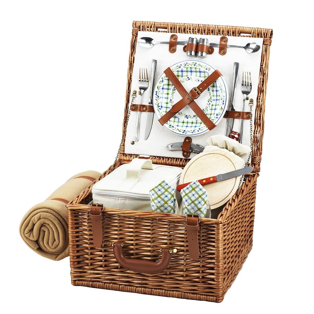 Picnic at Ascot - Willow Basket for Two with Blanket
