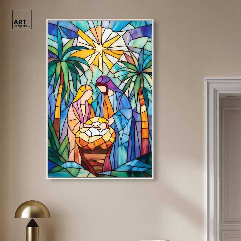 Holy Family Framed in Glass Canvas by Art Remedy
