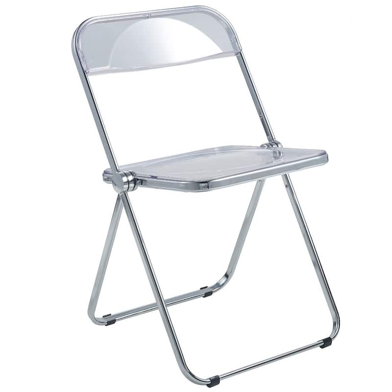 LeisureMod Lawrence Acrylic Folding Dining Chairs and Dining Table Set