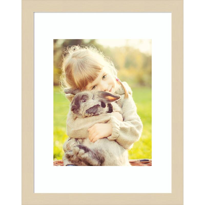 Svelte Clay Grey Framed Picture Frame, Photo Frame - 11x14 Matted White 8x10 - Svelte Natural
