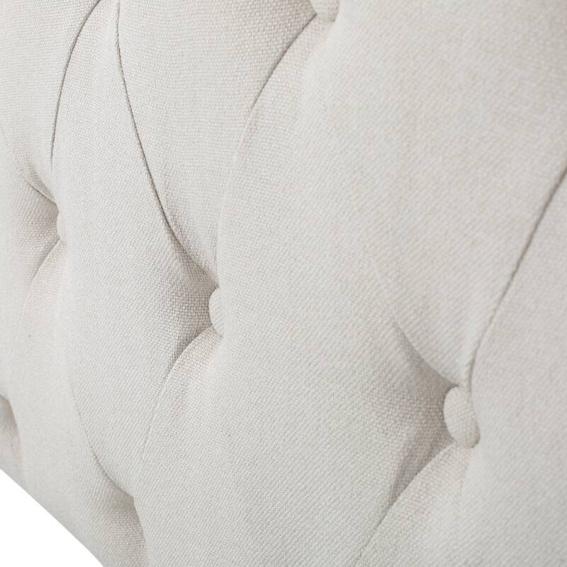 Button Tufted Wingback Platform Bed Upholstered Queen Size Bed Frame with Arched Nailhead Trim Headboard and Footboard