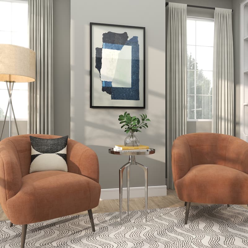 Aluminum Metal Tray Inspired Top Accent Table with 3 Tripod Legs - Gold, Silver or Black - Roche River Decor
