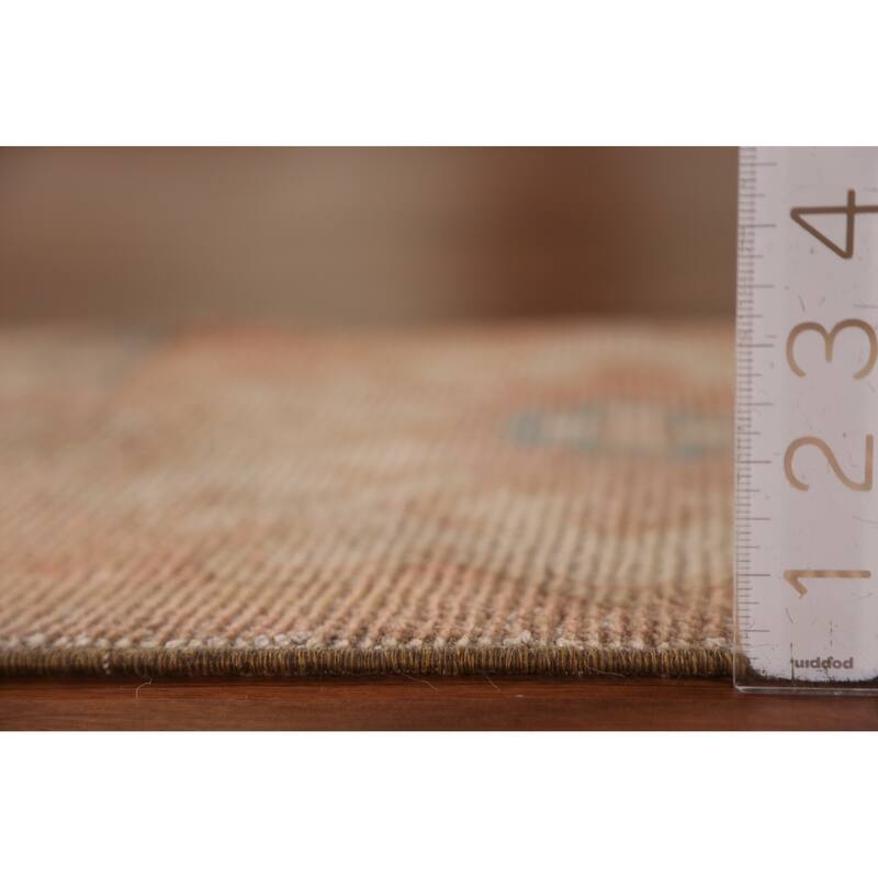 Hand Knotted Oriental 100% Wool Carpet Transitional Tribal Peach Anatolian Area Rug - 3' 2'' X 1' 6''