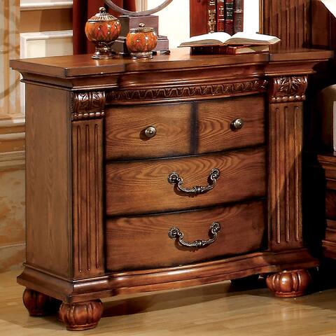 Furniture of America Sern Traditional Tobacco Oak 3-drawer Nightstand