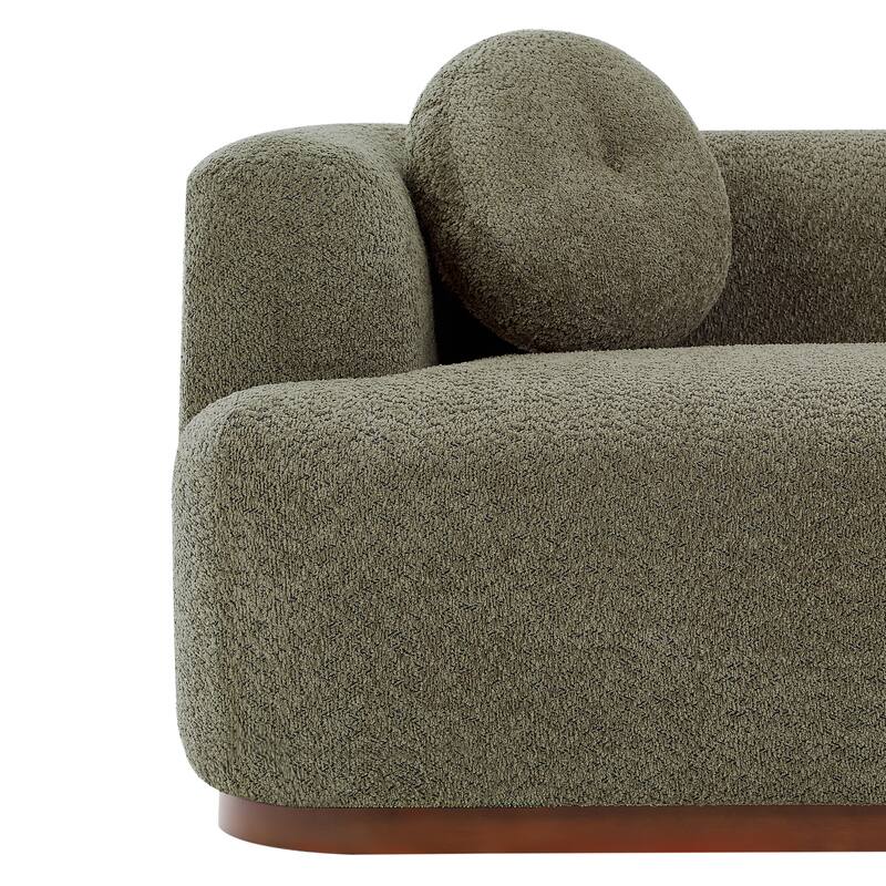 Christopher Knight Home - Polyster Upholstered 3-Seater 84.57" Compressed Sofa with Solid Rubberwood Base