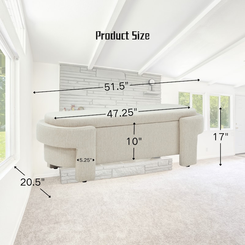 Homy Lin Boucle Modern Storage Ottoman – 51.5in Long Upholstered Bench for Entryway & Living Room with Lift - Up Storage