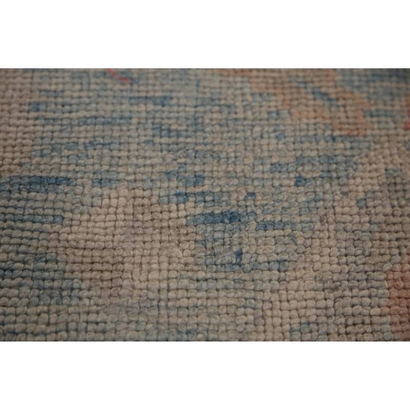 Hand Knotted Oriental 100% Wool Carpet Transitional Geometric Navy Blue & Blues Oushak Area Rug - 12' 3'' X 9' 0''