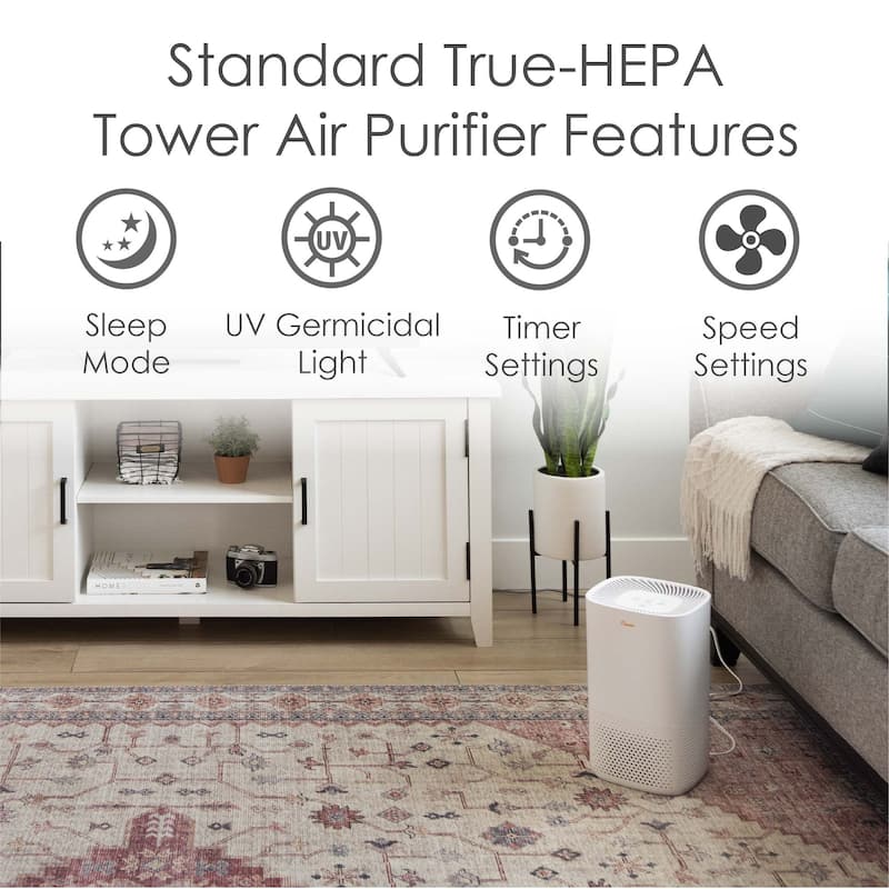 Crane True HEPA Air Purifier with UV Light for Rooms up to 250 sq. ft.