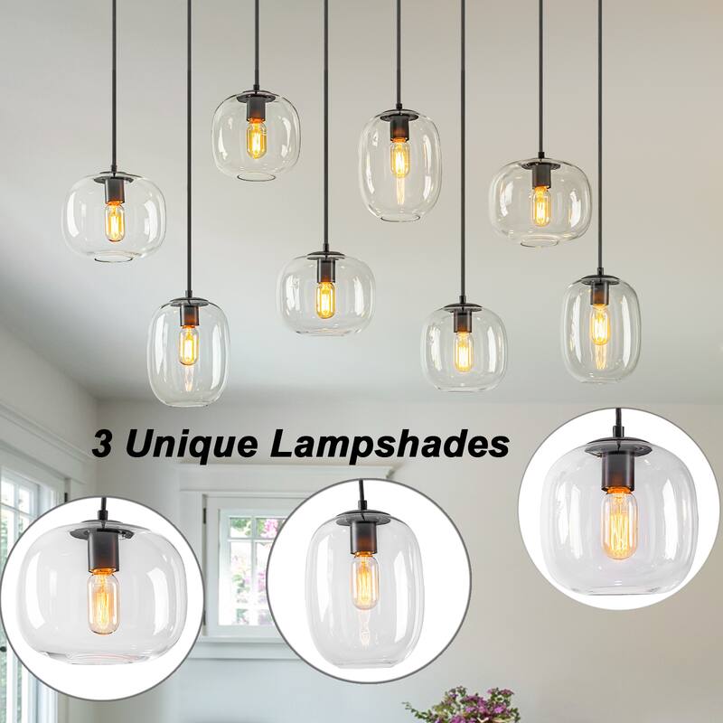 8-Light Linear Chandelier Modern Kitchen Island Light