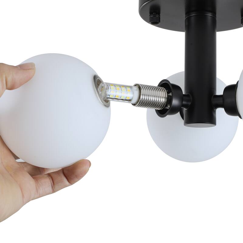 3-Light Glass Semi Flush Mount