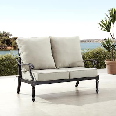 Black Aluminum Deep Seating Deep Seating Loveseat with Cushions