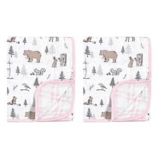 Hudson Baby Infant Girl 2Pc Muslin Tranquility Quilt Blanket, Winter Forest, One Size - Winter Forest - One Size
