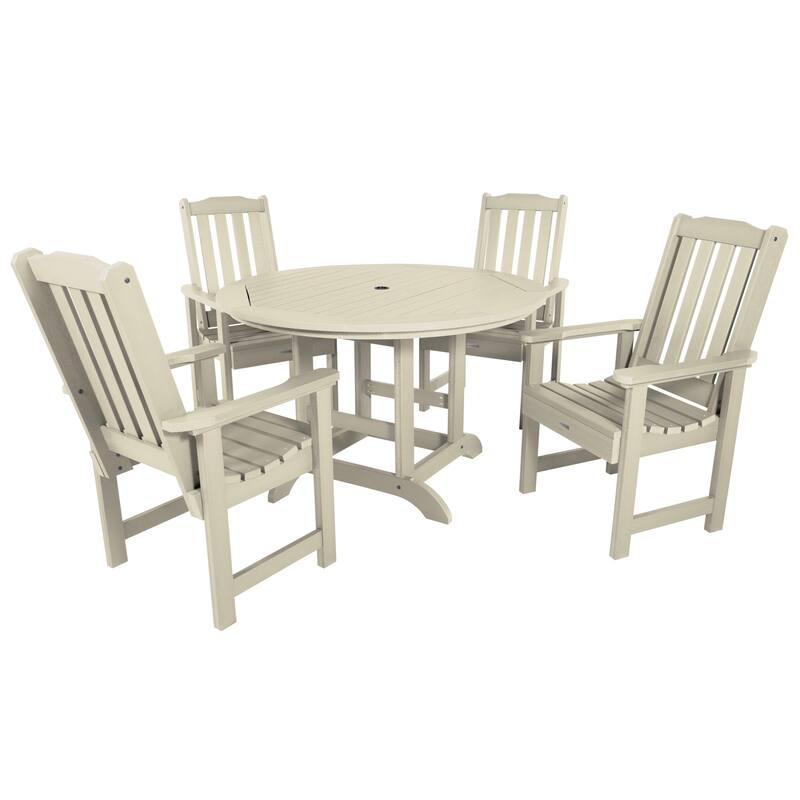 Lehigh 5-piece Outdoor Dining Set - 48" Round Table, Dining-height - Whitewash