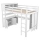 preview thumbnail 5 of 10, White Full Size Pine Wood Loft Bed with Cabinet, Bookshelf, Wardrobe, and Desk