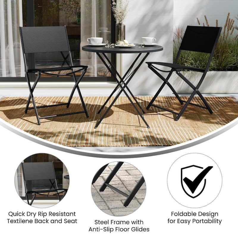 2 Pack Commercial Outdoor Flex Comfort Folding Chair with Metal Frame