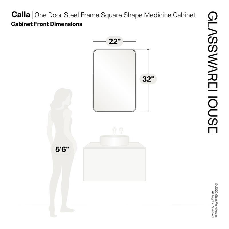 Glass Warehouse SC1-SQ-22X32 Calla 22" x 32" Framed Single Door