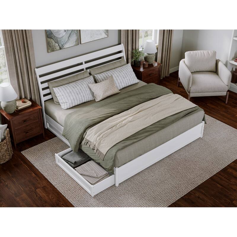 Emelie Platform Bed with Panel Footboard and Storage Drawers