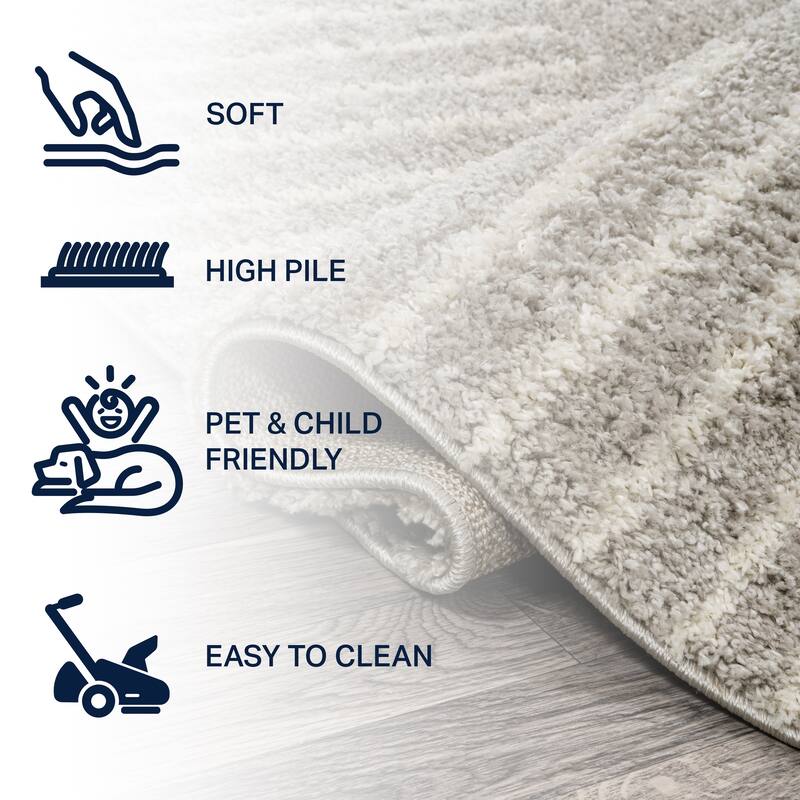 JONATHAN Y Elm Abstract Stripe Geometric Shag Area Rug